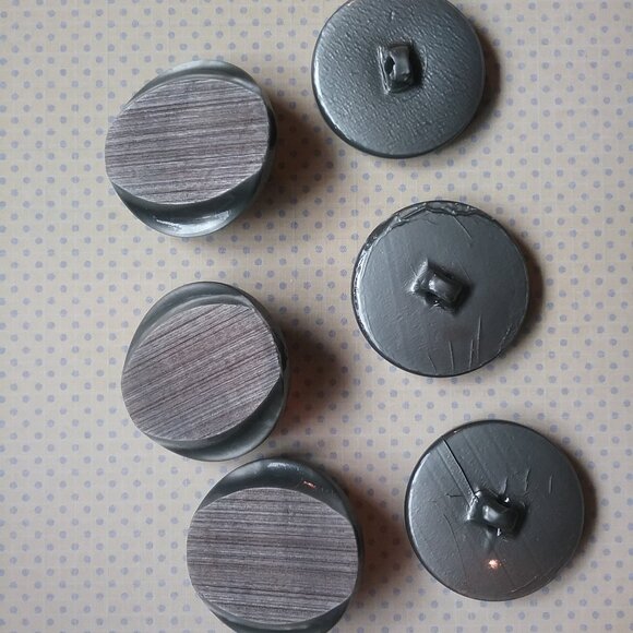 Vintage Grey Shank Buttons Matching Set of 6 - Large Coat Buttons - Mottled - Picture 3 of 5